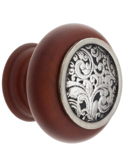 1 1/2 inch Diameter Saddleworth Knob in Cherry/Brite Nickel.